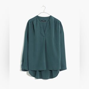 Madewell Sandwashed Popover Top large green lane